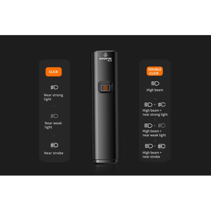 SUPERFIRE BL12 1300LM Cykel Front Light USB Uppladdningsbar 4800mAh LED Strålkastare Cykellampa Cykling