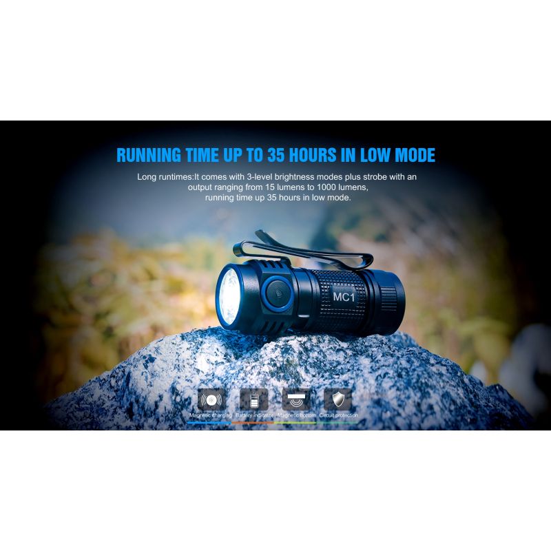 TrustFire MC1 Baton kompakt 1000 lumen LED ficklampa med XP-L HI magnetisk laddning för vardaglig bärbarhet