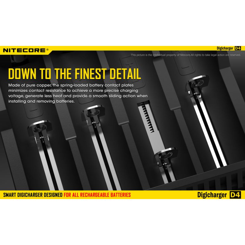 Nitecore D4 Digicharger LCD-skärm avancerad batteriladdare för Li-ion 18650 och NiMH med säkerhetsfunktioner