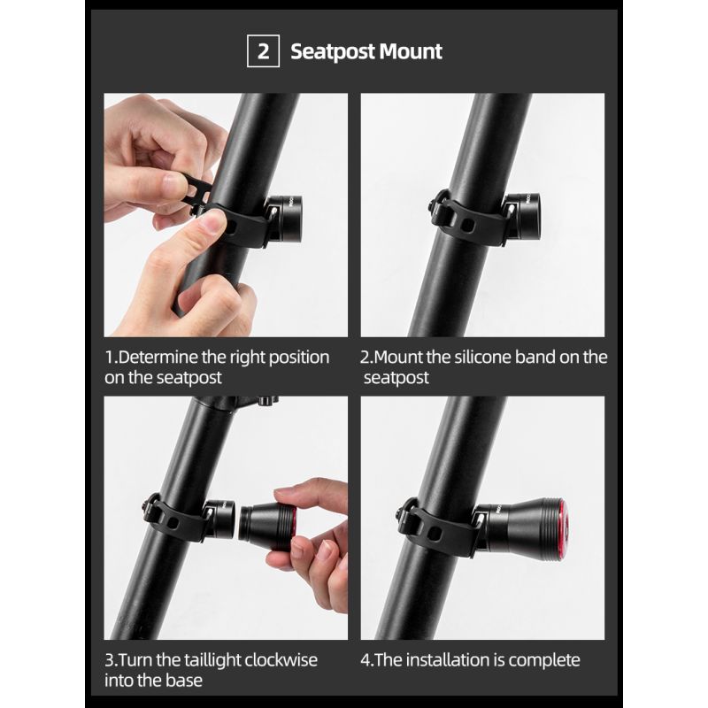 ROCKBROS Q5 cykelbakljus cykel smart ljus med automatisk bromsavkänning IPX6 vattentät för cykelsäkerhet