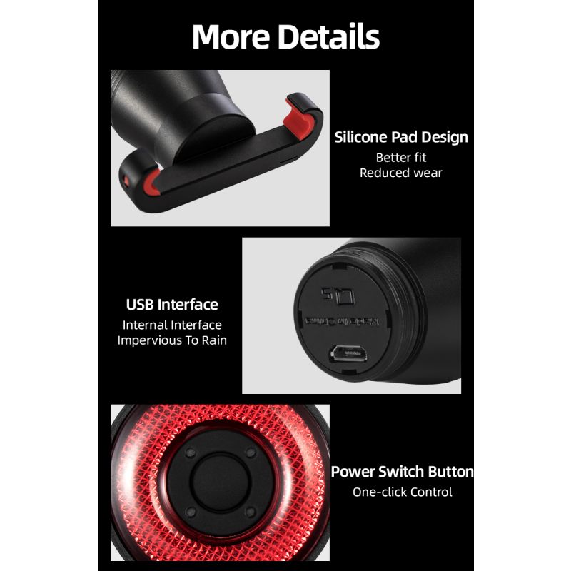 ROCKBROS Q5 cykelbakljus cykel smart ljus med automatisk bromsavkänning IPX6 vattentät för cykelsäkerhet