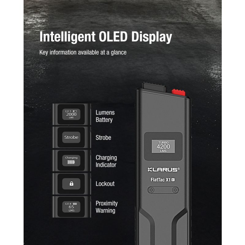 Klarus X1 EDC Ficklampa 4200LM – Ultra-tunn Taktisk Nödljus med SST-70, Perfekt för Camping & Vandring