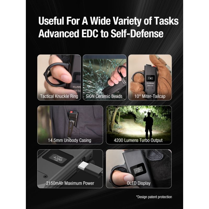 Klarus X1 EDC Ficklampa 4200LM – Ultra-tunn Taktisk Nödljus med SST-70, Perfekt för Camping & Vandring