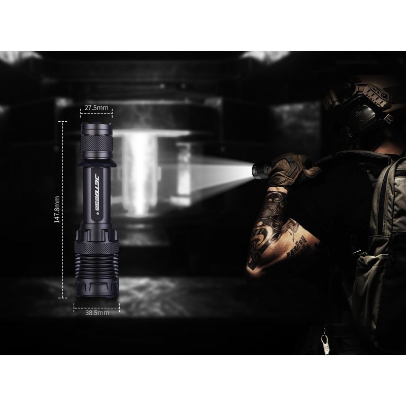 JETBEAM M37 PRO Taktisk Ficklampa 3700lm Militär Polisficklampa med 21700 Batteri, 340m Räckvidd, IPX8