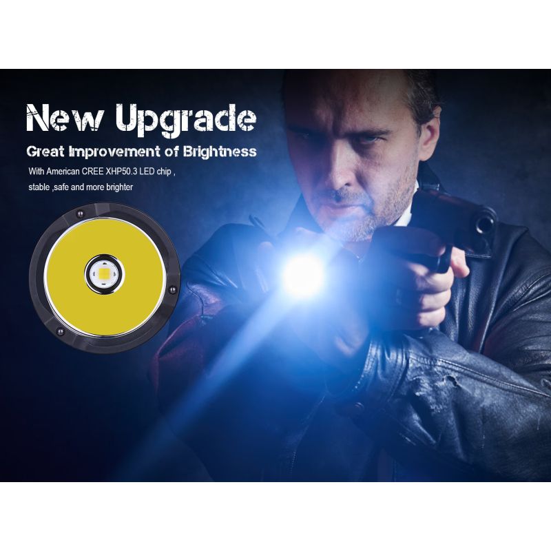 JETBEAM M37 PRO Taktisk Ficklampa 3700lm Militär Polisficklampa med 21700 Batteri, 340m Räckvidd, IPX8