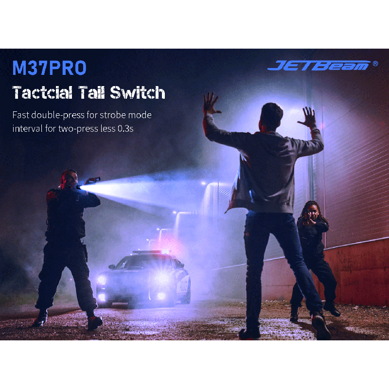 JETBEAM M37 PRO Taktisk Ficklampa 3700lm Militär Polisficklampa med 21700 Batteri, 340m Räckvidd, IPX8