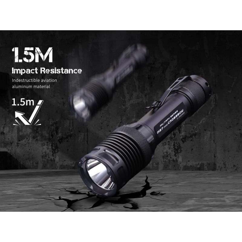 JETBEAM M37 PRO Taktisk Ficklampa 3700lm Militär Polisficklampa med 21700 Batteri, 340m Räckvidd, IPX8