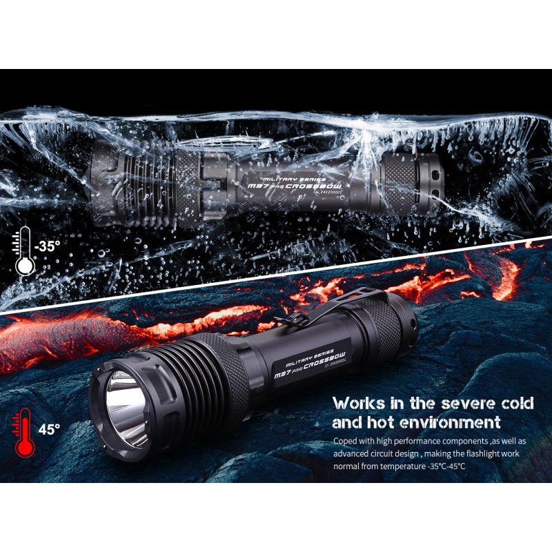 JETBEAM M37 PRO Taktisk Ficklampa 3700lm Militär Polisficklampa med 21700 Batteri, 340m Räckvidd, IPX8