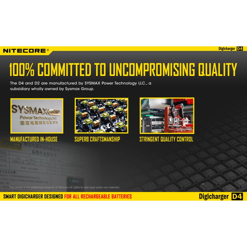 Nitecore D4 Digicharger LCD-skärm avancerad batteriladdare för Li-ion 18650 och NiMH med säkerhetsfunktioner