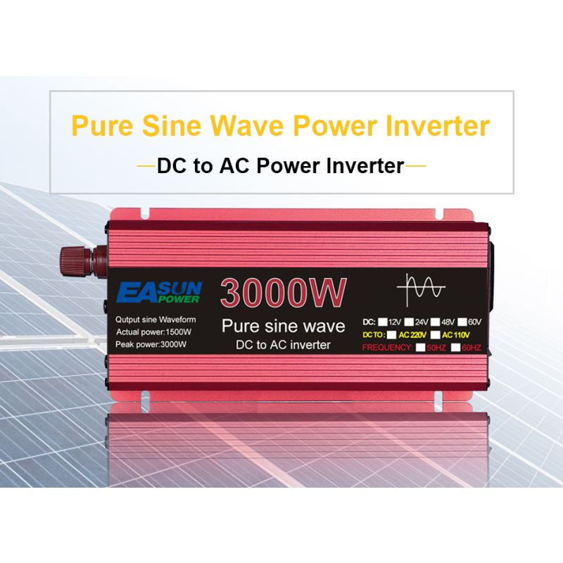 Mångsidig Pure Sine Wave Inverter 3000W DC 12V 24V Energilösning för Känslig Elektronik och Ladda Enheter