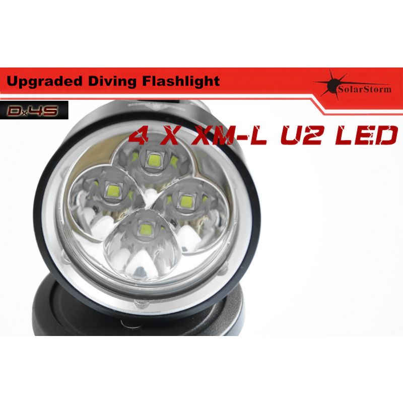 Solarstorm DX4S 4XU2 3200-lumen LED dykning ficklampa för dykentusiaster IPX8 vattentät äventyr ficklampa