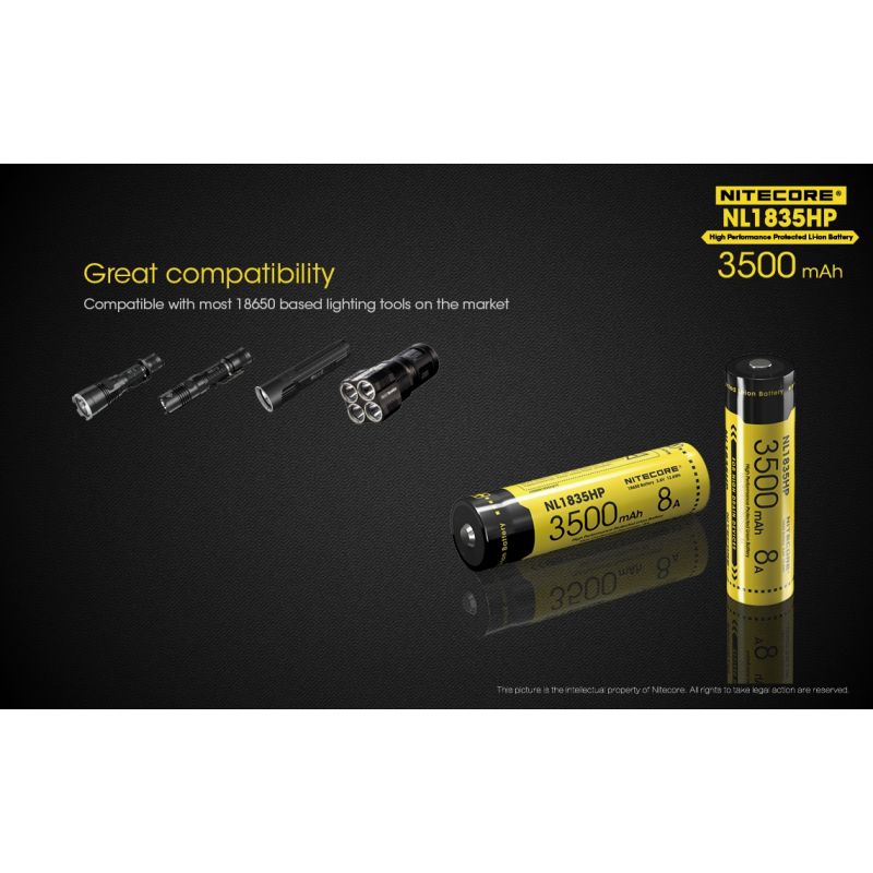 Nitecore NL1835HP 3500mAh högpresterande 18650 batteri för pålitlig och långvarig portabel energi
