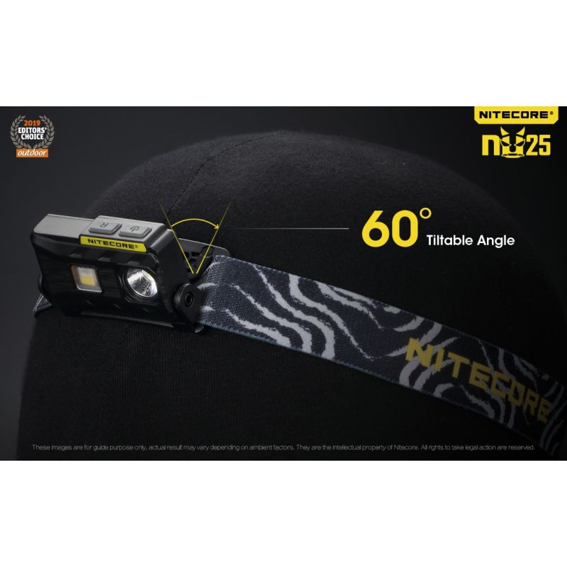 Nitecore NU25 lättviktig uppladdningsbar pannlampa 360 lumen med XP-G2 S3 LED och mikro USB laddning