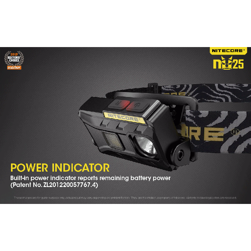 Nitecore NU25 lättviktig uppladdningsbar pannlampa 360 lumen med XP-G2 S3 LED och mikro USB laddning