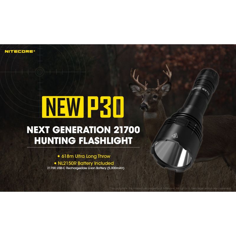 Nitecore P30 XP-L HI V3 LED-ficklampa 1000 lumen 618 m stråle kompakt och hållbar utomhusficklampa