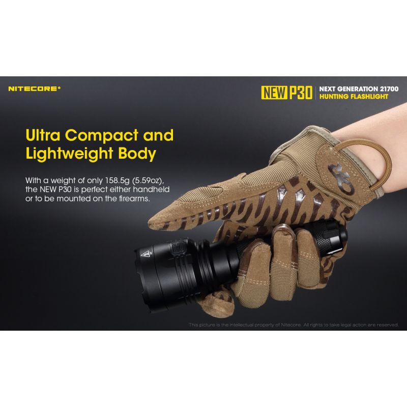 Nitecore P30 XP-L HI V3 LED-ficklampa 1000 lumen 618 m stråle kompakt och hållbar utomhusficklampa