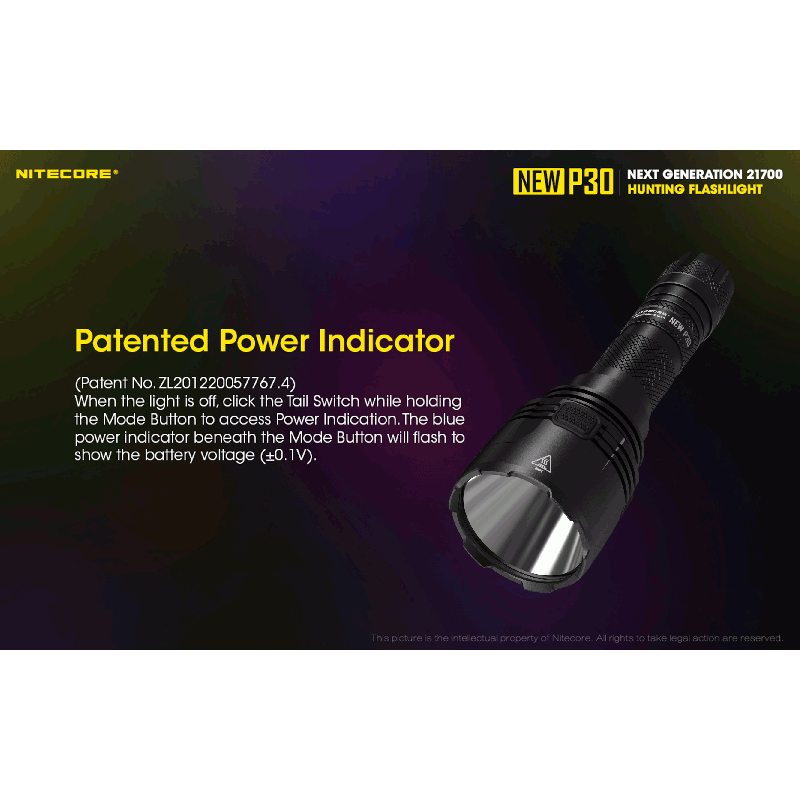 Nitecore P30 XP-L HI V3 LED-ficklampa 1000 lumen 618 m stråle kompakt och hållbar utomhusficklampa