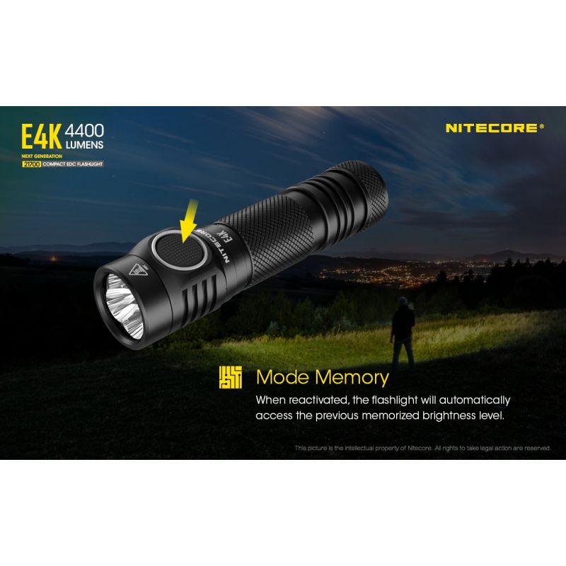 Upptäck Nitecore E4K Ficklampa 4400 Lumen vattentät och kompakt design perfekt för utomhusbelysning