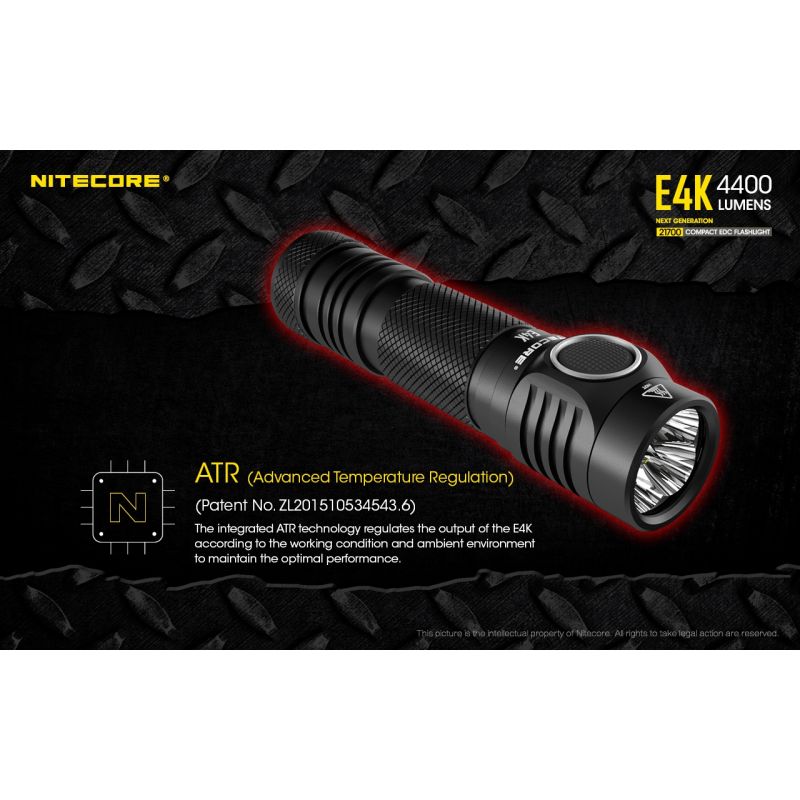 Upptäck Nitecore E4K Ficklampa 4400 Lumen vattentät och kompakt design perfekt för utomhusbelysning
