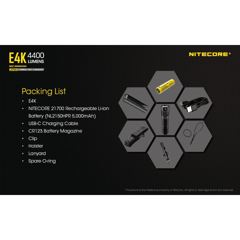 Upptäck Nitecore E4K Ficklampa 4400 Lumen vattentät och kompakt design perfekt för utomhusbelysning