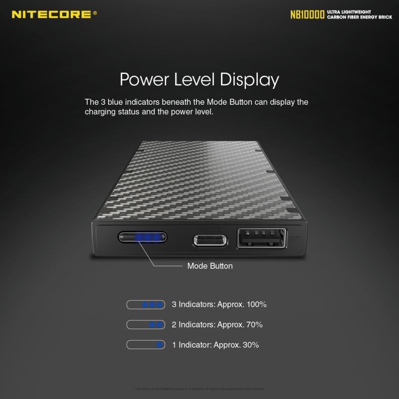 NITECORE NB10000 lättvikt powerbank 10000mAh snabbladdning USB USB-C för iPhone 11 Samsung S10 reseaccessoar