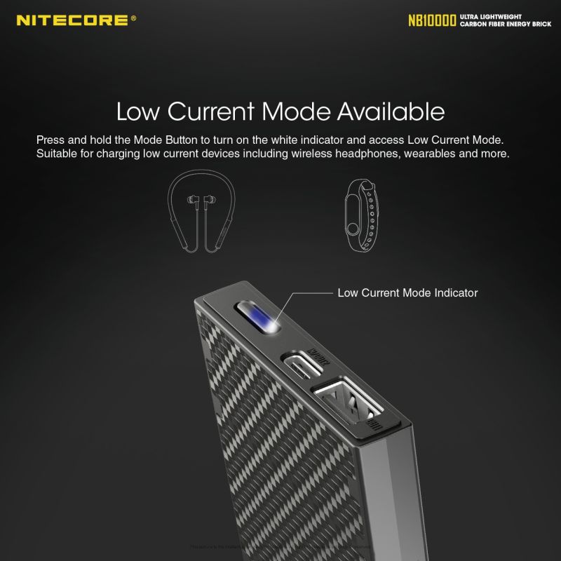 NITECORE NB10000 lättvikt powerbank 10000mAh snabbladdning USB USB-C för iPhone 11 Samsung S10 reseaccessoar