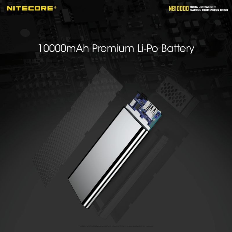 NITECORE NB10000 lättvikt powerbank 10000mAh snabbladdning USB USB-C för iPhone 11 Samsung S10 reseaccessoar