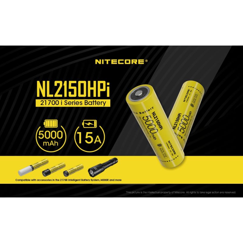 NITECORE NL2150HPI 5000mAh 3.6V Li-ion högprestanda uppladdningsbart batteri för elektroniska enheter och ficklampor