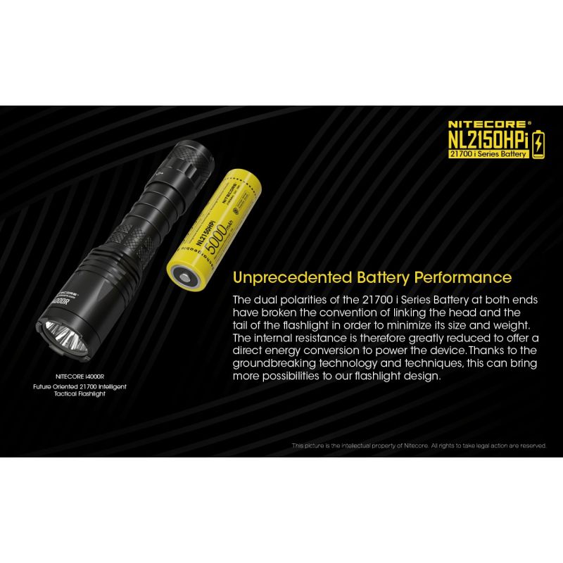 NITECORE NL2150HPI 5000mAh 3.6V Li-ion högprestanda uppladdningsbart batteri för elektroniska enheter och ficklampor