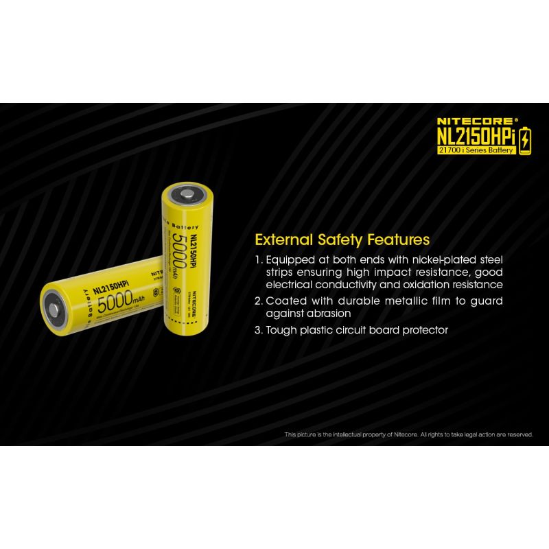 NITECORE NL2150HPI 5000mAh 3.6V Li-ion högprestanda uppladdningsbart batteri för elektroniska enheter och ficklampor