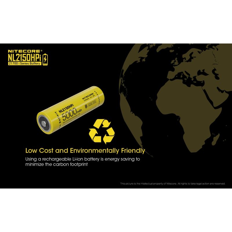 NITECORE NL2150HPI 5000mAh 3.6V Li-ion högprestanda uppladdningsbart batteri för elektroniska enheter och ficklampor