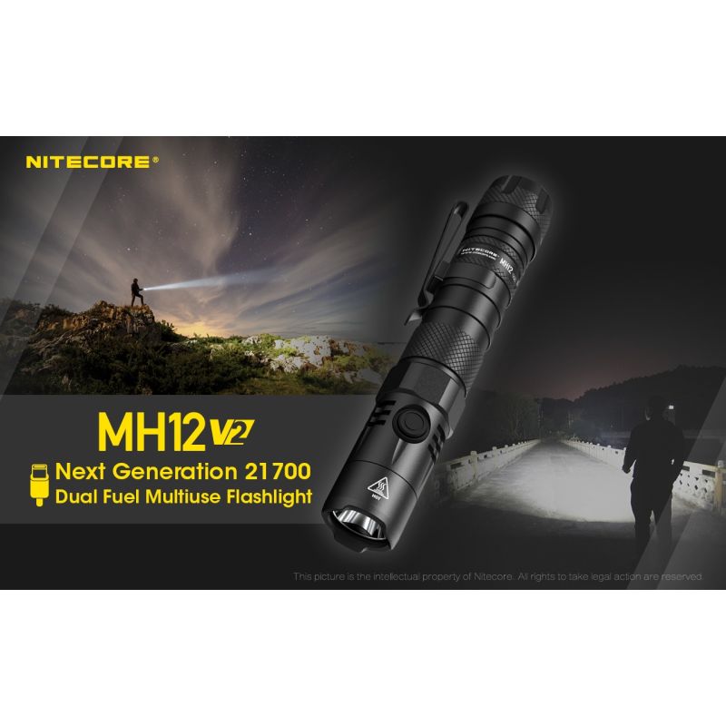 Upptäck Nitecore MH12 V2 XP-L2 V6 LED-ficklampa 1200 lumen idealisk för utomhusbelysning och äventyrsutflykter
