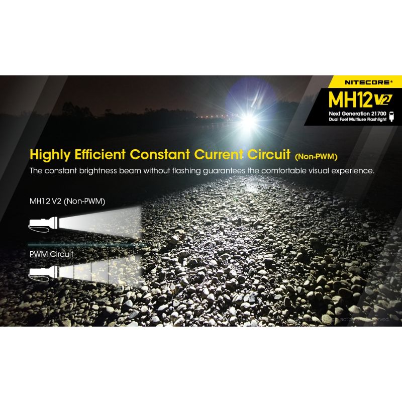 Upptäck Nitecore MH12 V2 XP-L2 V6 LED-ficklampa 1200 lumen idealisk för utomhusbelysning och äventyrsutflykter