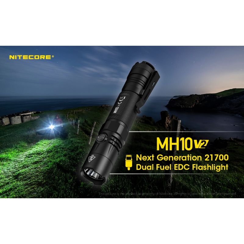 Nitecore MH10 V2 LED ficklampa 1200 lumen kompakt design USB-C laddning hållbar och mångsidig utomhusficklampa