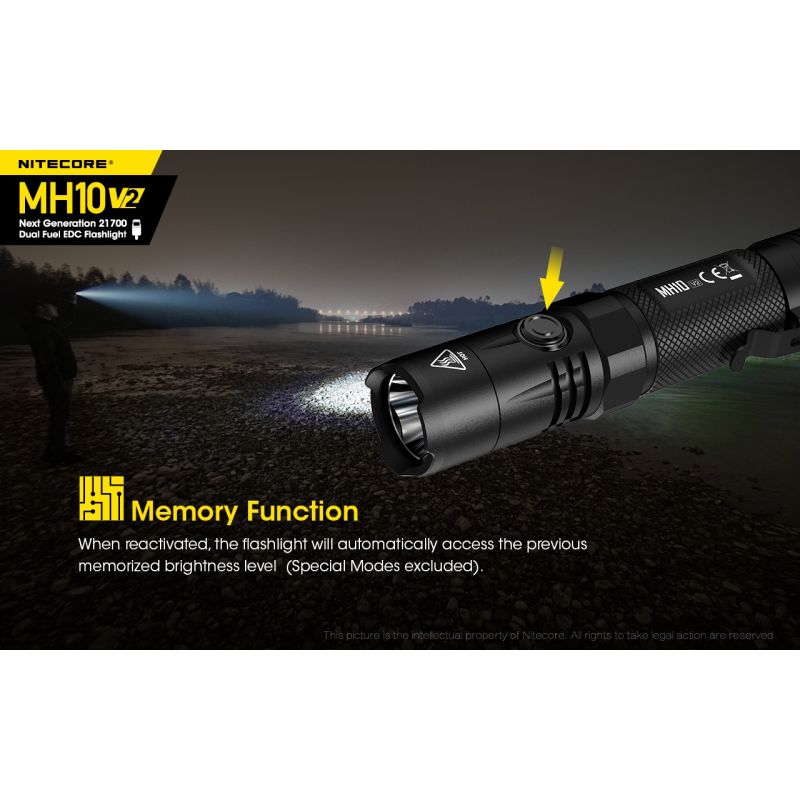 Nitecore MH10 V2 LED ficklampa 1200 lumen kompakt design USB-C laddning hållbar och mångsidig utomhusficklampa