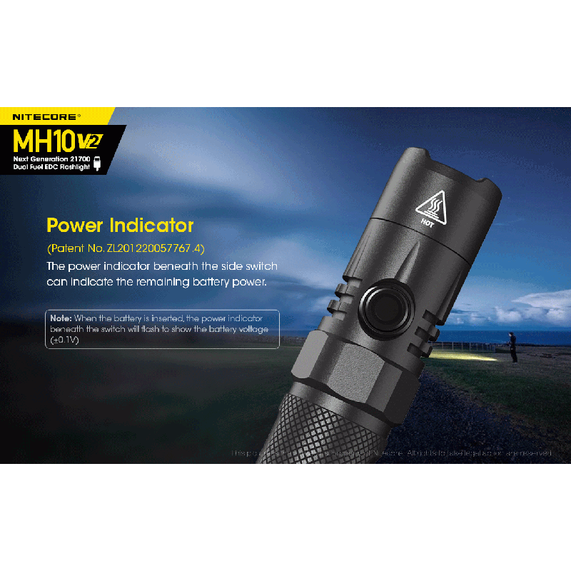 Nitecore MH10 V2 LED ficklampa 1200 lumen kompakt design USB-C laddning hållbar och mångsidig utomhusficklampa