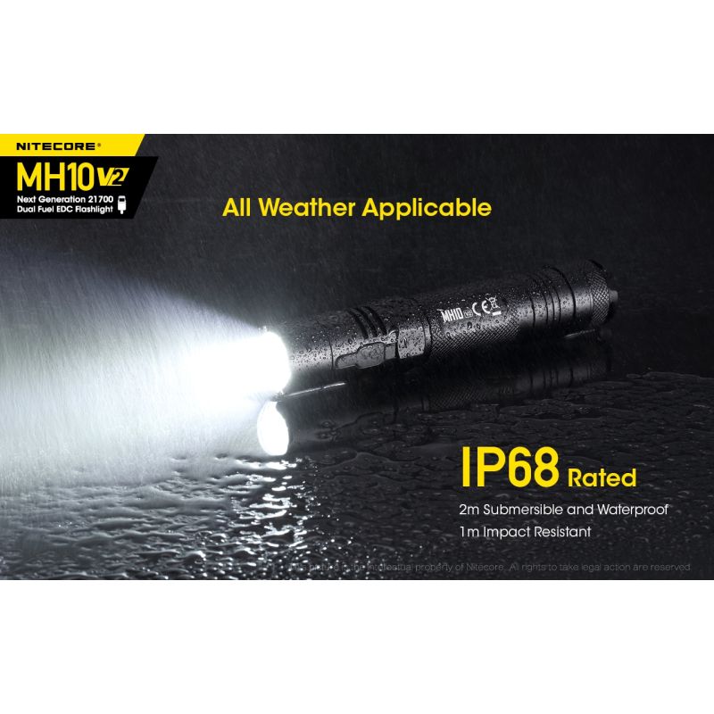 Nitecore MH10 V2 LED ficklampa 1200 lumen kompakt design USB-C laddning hållbar och mångsidig utomhusficklampa