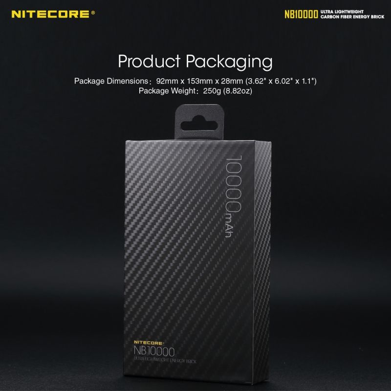 NITECORE NB10000 lättvikt powerbank 10000mAh snabbladdning USB USB-C för iPhone 11 Samsung S10 reseaccessoar