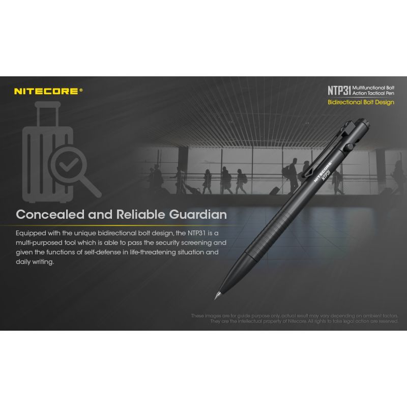 NITECORE NTP31 multifunktionell bult-action aluminiumlegering penna med glasbrytare och hållbar konstruktion