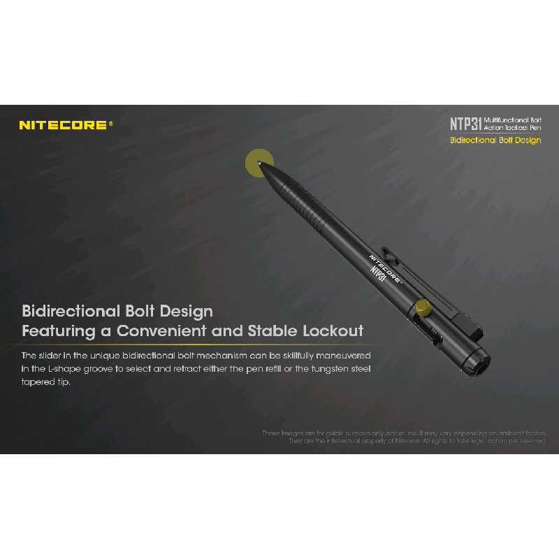 NITECORE NTP31 multifunktionell bult-action aluminiumlegering penna med glasbrytare och hållbar konstruktion
