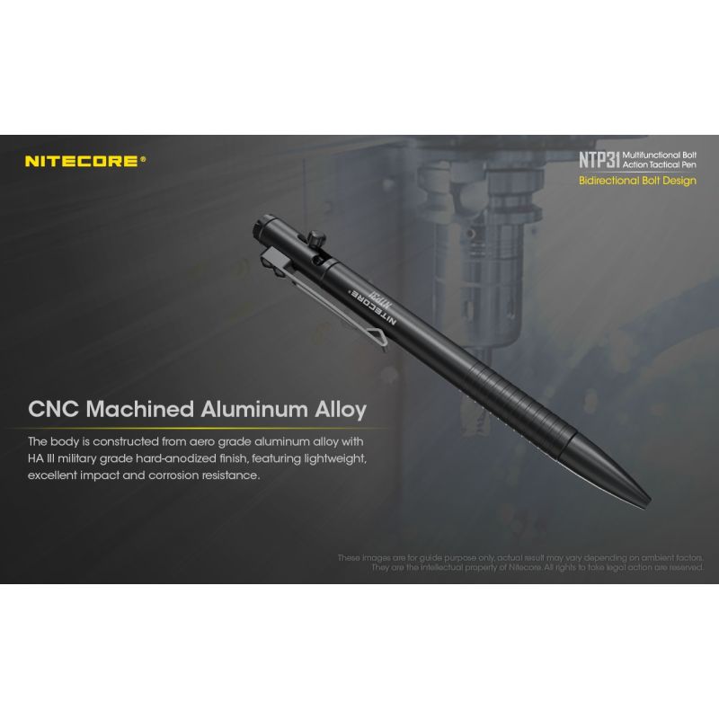 NITECORE NTP31 multifunktionell bult-action aluminiumlegering penna med glasbrytare och hållbar konstruktion