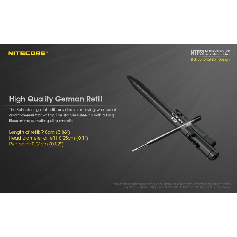 NITECORE NTP31 multifunktionell bult-action aluminiumlegering penna med glasbrytare och hållbar konstruktion