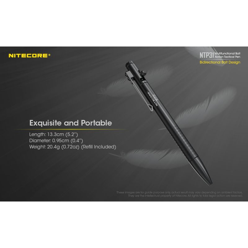 NITECORE NTP31 multifunktionell bult-action aluminiumlegering penna med glasbrytare och hållbar konstruktion