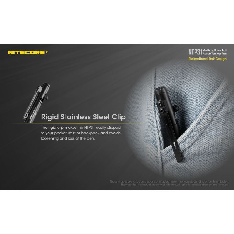 NITECORE NTP31 multifunktionell bult-action aluminiumlegering penna med glasbrytare och hållbar konstruktion