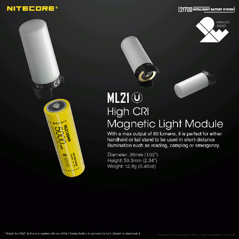 Upplev NITECORE 21700 intelligenta batterisystem ML21 magnetlampa och MPB21 magnetisk power bank 5000mAh batteri