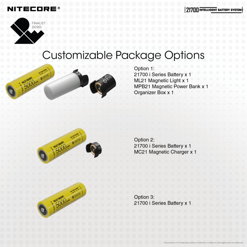 Upplev NITECORE 21700 intelligenta batterisystem ML21 magnetlampa och MPB21 magnetisk power bank 5000mAh batteri