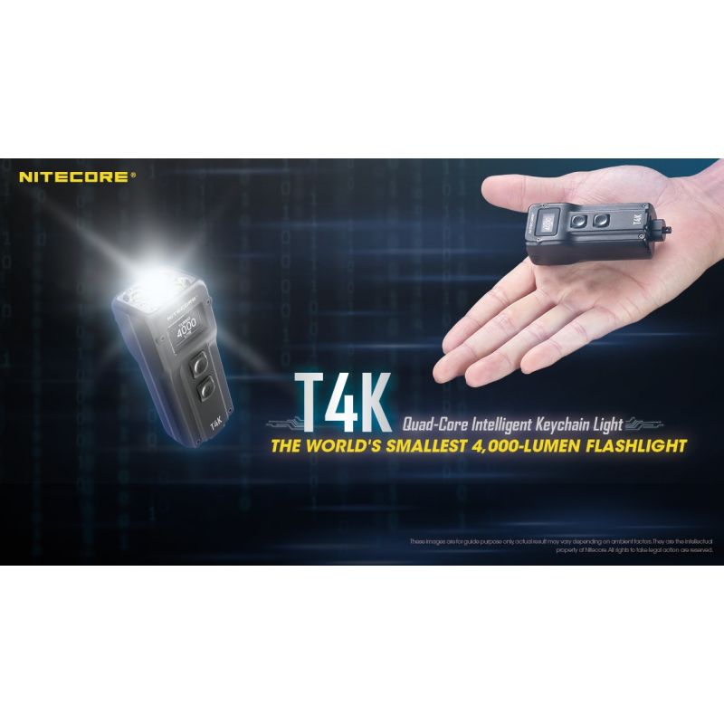 Nitecore T4K kraftfull portabel nyckelring ficklampa 4000 lumen XP-L2 V6 LEDs USB-C laddning pålitlig utomhusutrustning