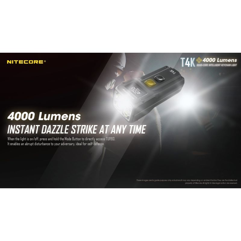 Nitecore T4K kraftfull portabel nyckelring ficklampa 4000 lumen XP-L2 V6 LEDs USB-C laddning pålitlig utomhusutrustning
