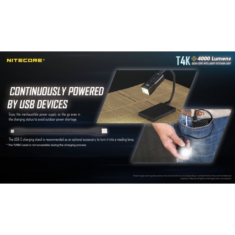 Nitecore T4K kraftfull portabel nyckelring ficklampa 4000 lumen XP-L2 V6 LEDs USB-C laddning pålitlig utomhusutrustning
