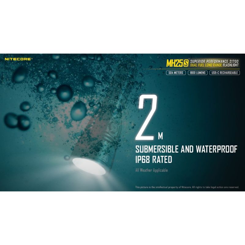 Upptäck Nitecore MH25S ficklampa med Luminus SST-40 LED 1800 lumen USB-C uppladdningsbar för utomhusäventyr